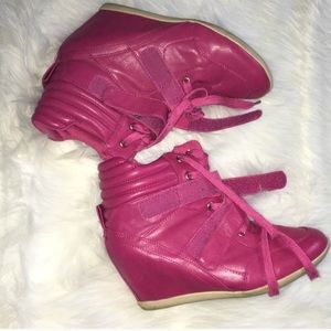 pink high heel sneakers